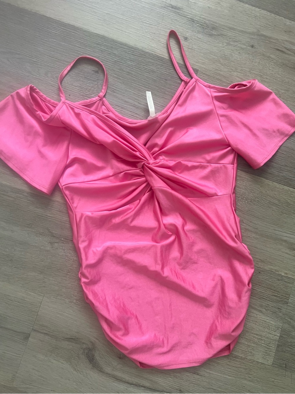 Twist-Front Pink Cold-Shoulder Camisole